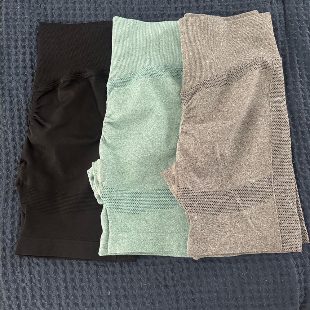 Set of Three Seamless Shorts - Black, Mint, and Gray